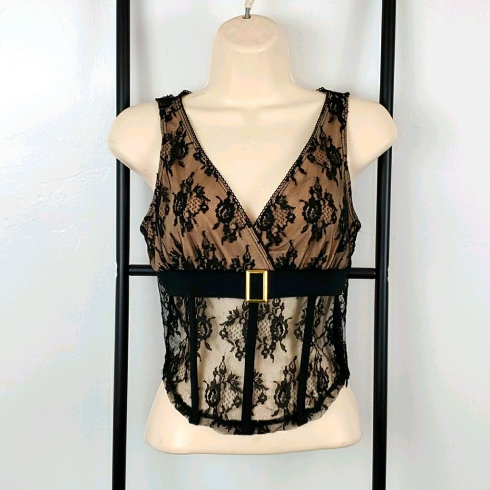 Vintage Frederick's of Hollywood Corset Top Elena Gilbert Style Y2K Size 4 Sheer
